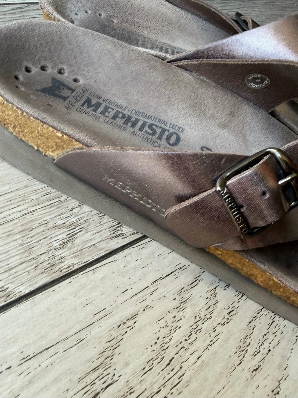 Mephisto Helen Bronce Leather Slide Sandals size 9